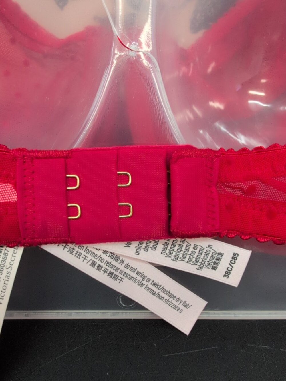 Victoria's Secret Jingle Bells Mesh Unlined Demi Bra Lipstick Red 38C NWT - Picture 6 of 11